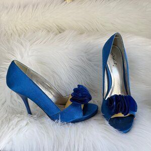Cobalt Royal Blue Peep Toe Stiletto Heels 8.5
